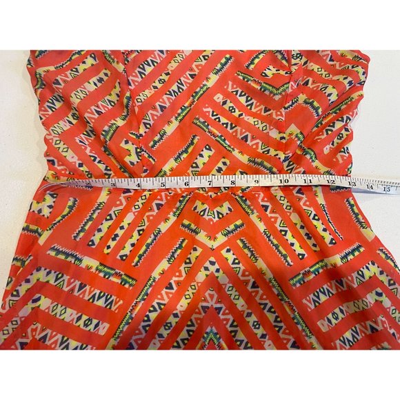 Fire Los Angeles Women Fit & Flare Dress FDW004804 Caged Back Geometric Orange M - Picture 6 of 9